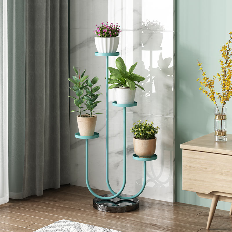 Nordic wrought iron flower stand multi-layer rack living room indoor floor-to-ceiling gold Ge flower pot rack balcony succulent plant rack