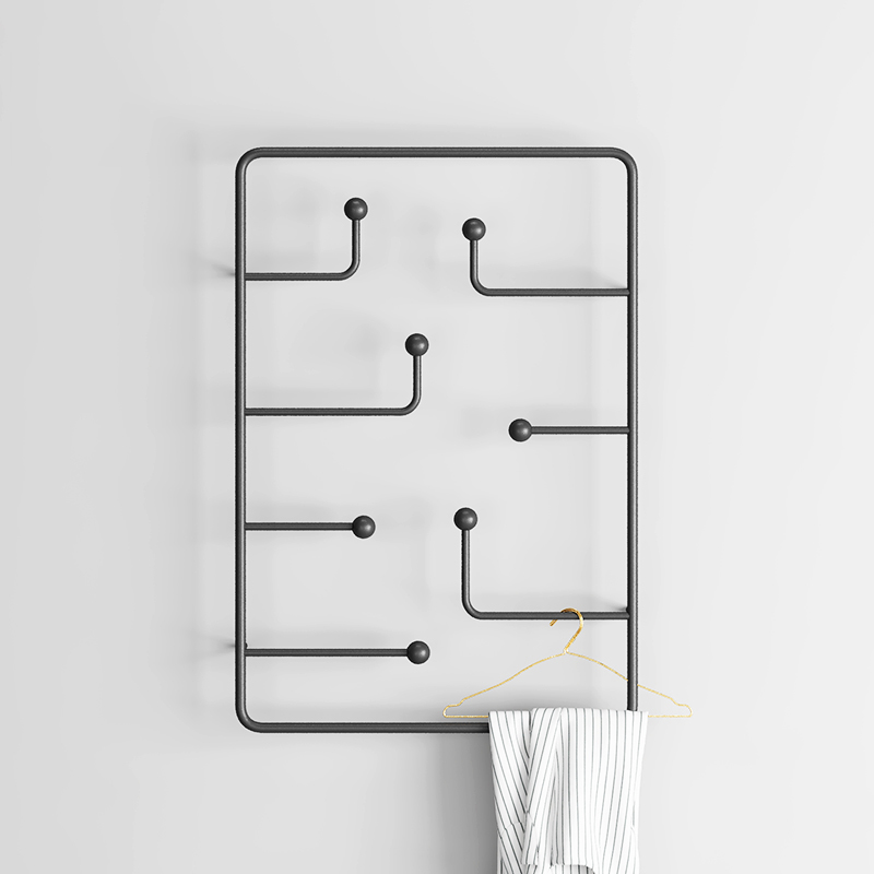 Iron Art Wall-mounted Clothes Rod Minimalist Modern Hooks Nordic Simple Home Clothes Hat Rack Wall Bedroom Hanging Clothes Racks