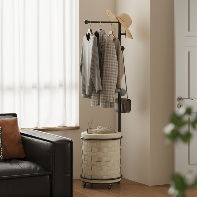 Bedroom floor-standing clothing rack corner entrance storage rack movable clothes basket children's clothes rack hanger