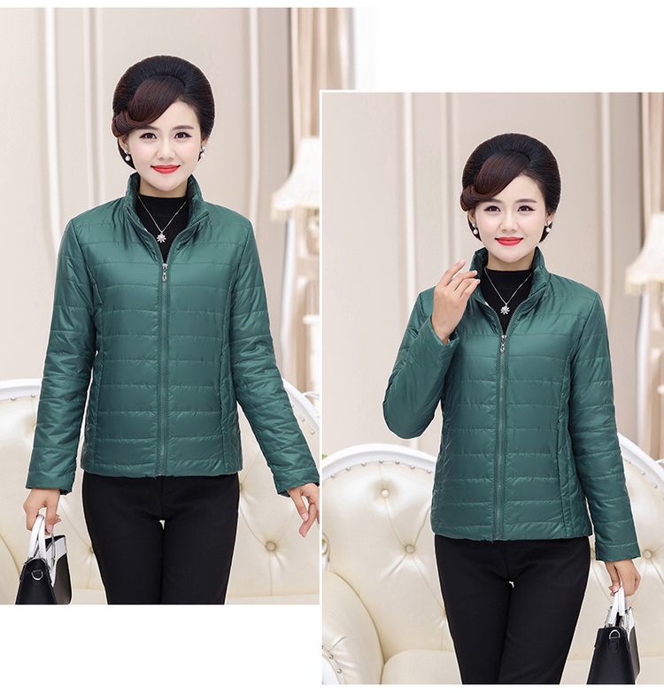 Mẹ trung niên quần áo mùa thu và mùa đông 40 tuổi 50 phụ nữ trung niên nhẹ xuống áo khoác cotton ngắn áo đầm trung niên