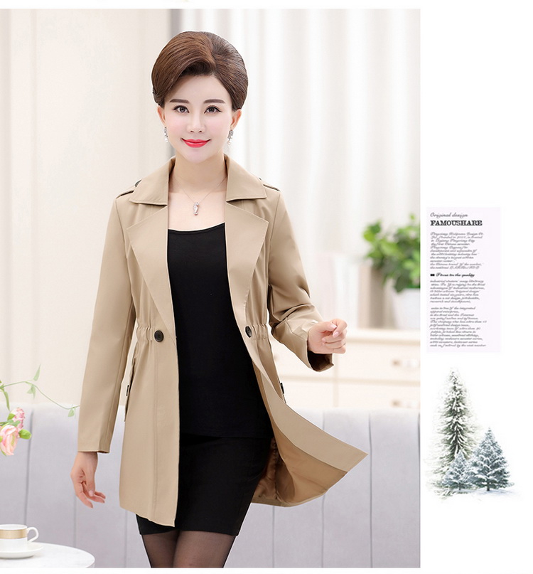 Áo gió cho mẹ khí chất nữ dài 40-50 tuổi 2018 mới dành cho phụ nữ trung niên mùa xuân và áo khoác mùa thu mỏng mẫu thời trang áo sơ mi nữ tuổi 50