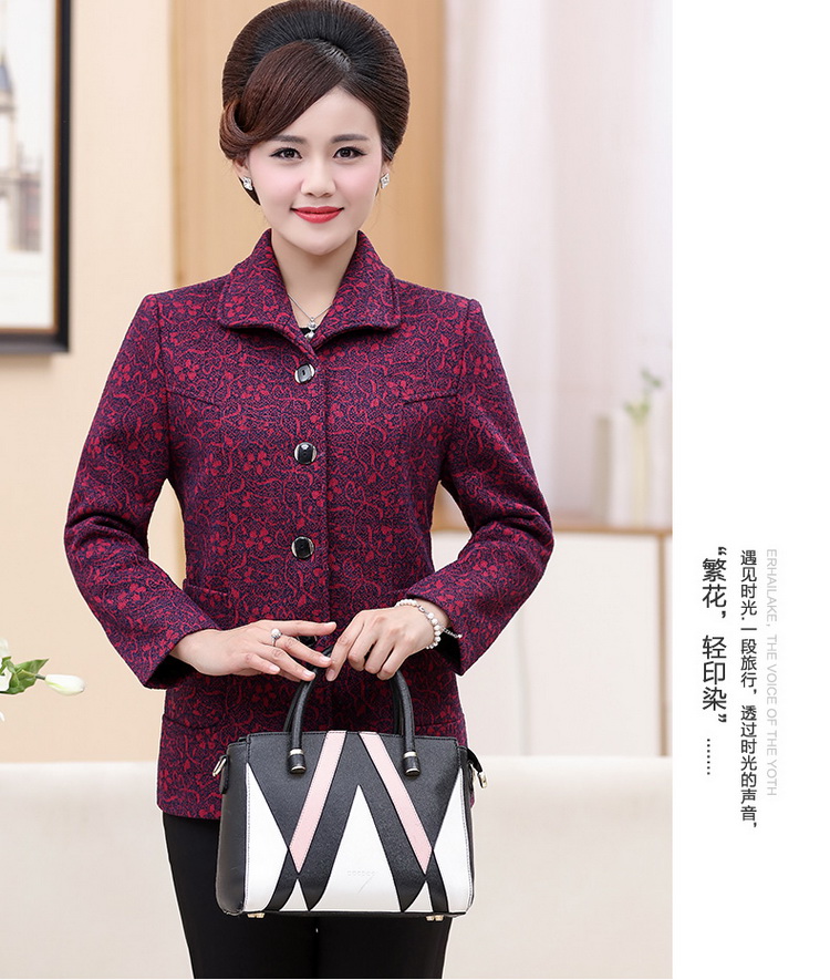 Phụ nữ trung niên và cao tuổi Mẹ 60 tuổi áo xuân cỡ lớn 70 bà ngoại mùa xuân và áo mùa thu quần áo cũ 80 tuổi quần áo trung niên