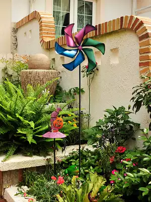 Color windmill decoration outdoor rotating colorful iron craft gift decoration plug-in Villa Garden Garden Garden Garden Garden Garden