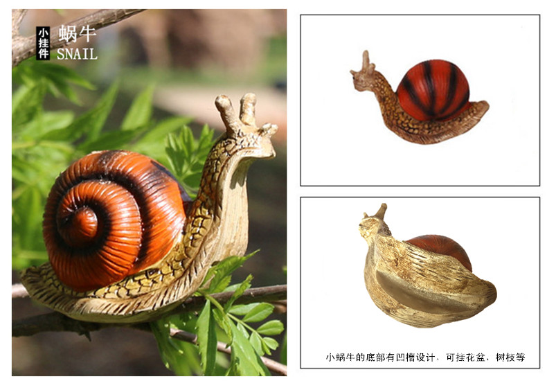 Vườn trang trí ốc sên trang trí sân vườn Vườn cảnh mô phỏng động vật trẻ em trinkets nhựa điêu khắc trang trí nội thất