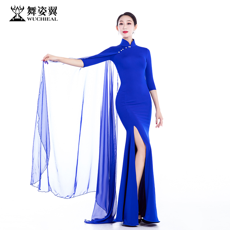 Dance posture wing shape body dress ceremonial dress women spring summer 2022 new classical dance training clothes catwalk long-sleeved cheongsam suit