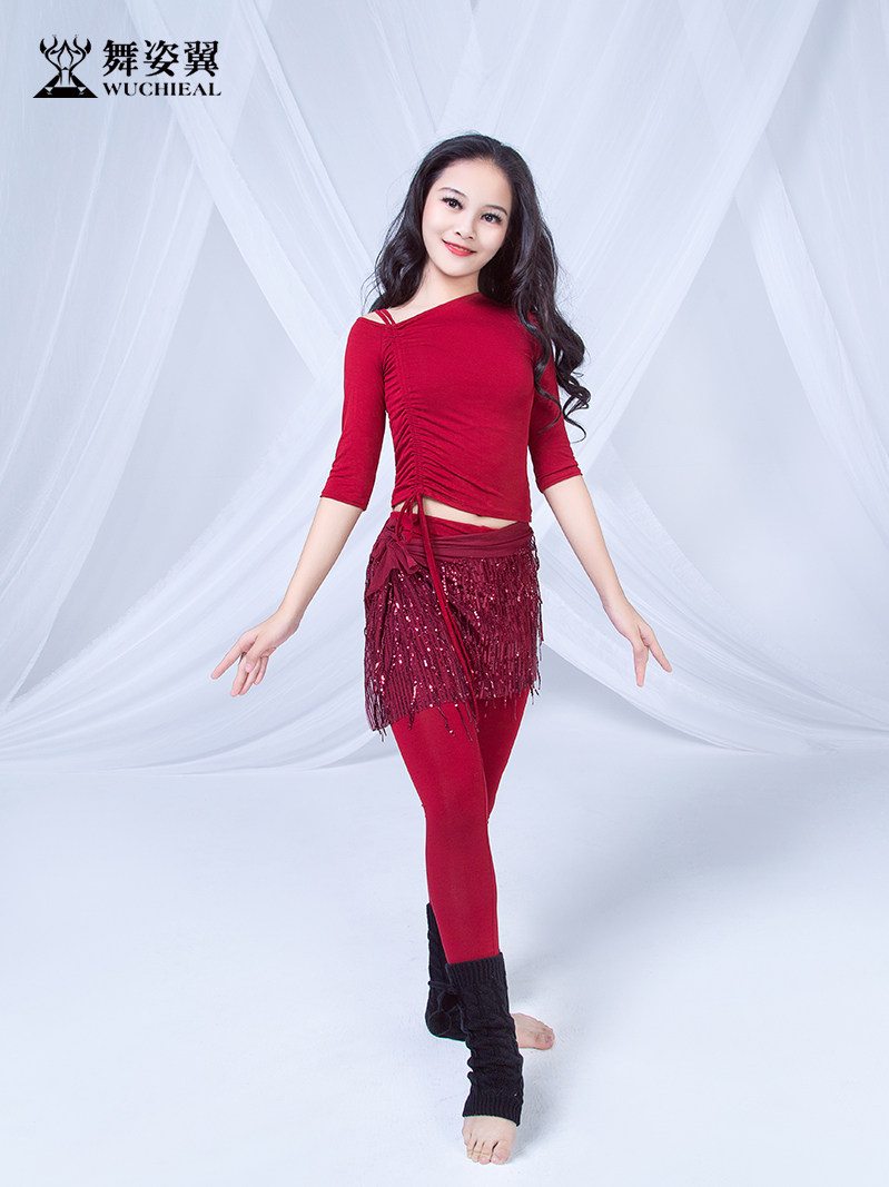 Dance Pose Wing Belly Leather Dance Practice Suit 2020 New Children Three Sets Performance Performance Costume Dancing Suit 396