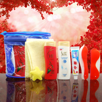 Hotel rooms Shurei 50ml paid travel wash bag set folding toothbrush towel factory direct sales