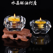 Home wedding ornaments White crystal candle holder for Buddha ghee lamp holder In front of Buddha heat-resistant glass Changming lamp for lamp holder