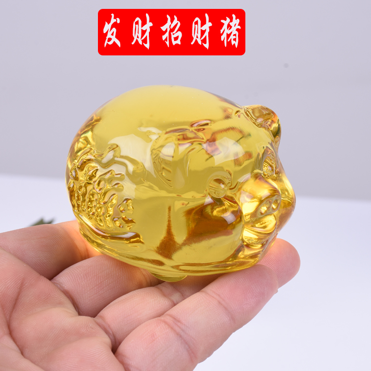 Citrine Fortune Pig Trang trí nhỏ Khai trương Lễ kỷ niệm Quà tặng Tốt bụng Lợn hoàng đạo Trẻ em Đồ chơi trang trí xe hơi trang trí nội thất
