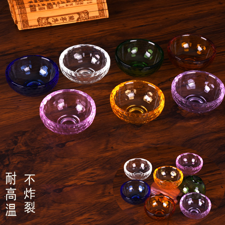 Large number 8 cm Crystal Seven colorful bowls Water supply Cup Water supply Bowl Crystal bowls Packaged for the Focup Water purifying Cup Focup