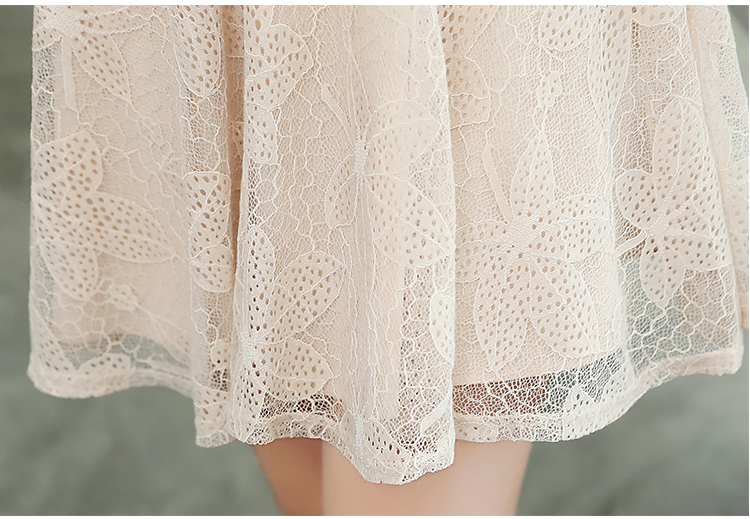 DABI 韓國風名媛荷葉蕾絲繡花拼接長袖洋裝 DABI 韓國風名媛荷葉蕾絲繡花拼接長袖洋裝