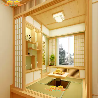 Shenzhen Japanese style lattice door sliding door tatami custom Wood Wood tea room overall design custom