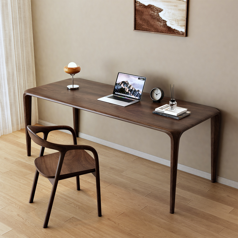 South American Walnut Solid Wood Desk, Large Long Desk for Living Room, Double Computer Desk, Home Office Desk, Study Desk