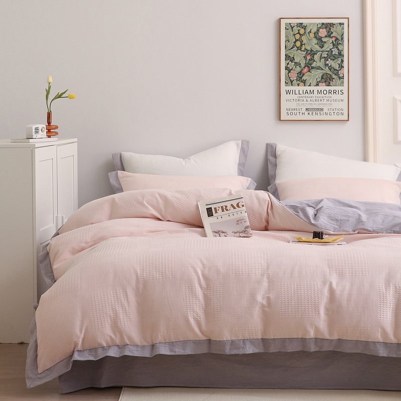 Category A full cotton four sets 100 pure cotton washed cotton waffle cotton waffle sheet Quilt Cover Mother & Baby Grade Bedding Three Sets