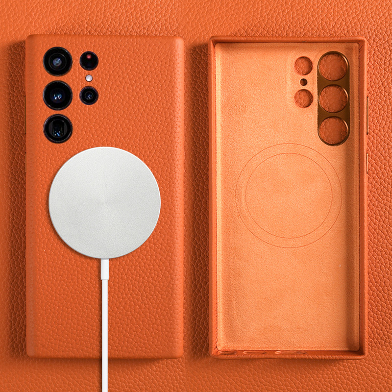 Genuine Leather Lychee Pattern Suitable for Samsung S24 Ultra Phone Case, New S23 Plus Cowhide Protective Cover, S24+ Unisex Business Light Luxury High-End Feel, S22 Case with Magnetic Full-Cover Lens Anti-Drop Cover Genuine Leather Lychee Pattern Suitable for Samsung S24 Ultra Phone Case, New S23 Plus Cowhide Protective Cover, S24+ Unisex Business Light Luxury High-End Feel, S22 Case with Magnetic Full-Cover Lens Anti-Drop Cover