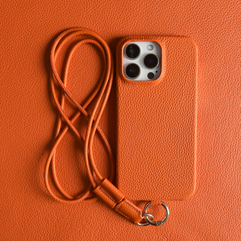 Genuine Leather Lanyard Crossbody Case Suitable for Apple 17 Pro Max, New Air 16 Pro Genuine Leather Protective Case, 15 Pro Light Luxury High-End Feel, 14 Plus Cowhide Case, 13 Simple Anti-Drop Case, 12