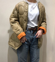 sold out TDF 19AW loose lazy style retro gourd grid 70 ash duck jacket
