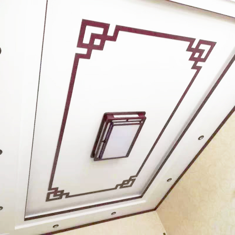 Carved board hollow ceiling beautiful side line solid wood living room aisle decoration Chinese style background wall frame flat wood lines