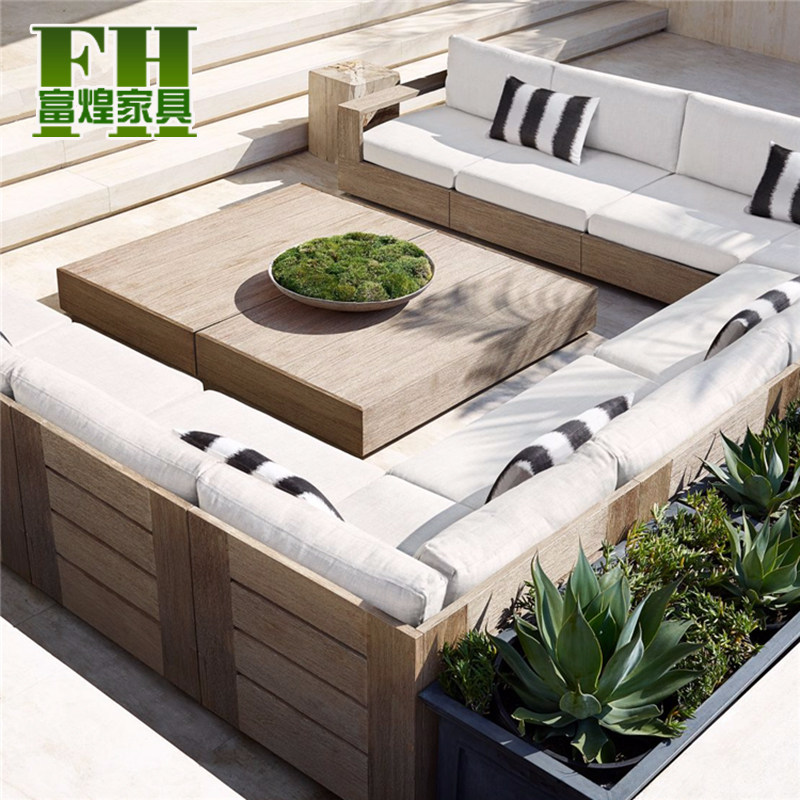 Teak sofa balcony terrace leisure homestay courtyard garden outdoor leisure Nordic sales department outdoor sofa