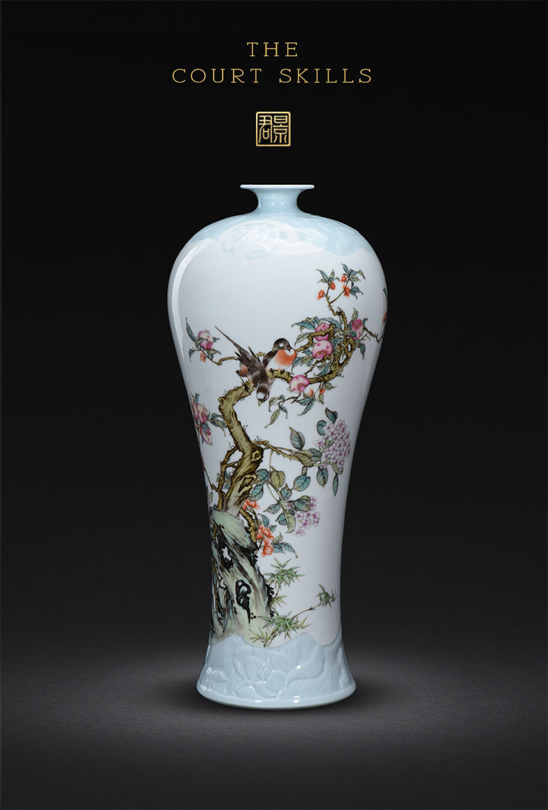 Jingdezhen hand - made pastel master mei bottle porcelain vase furnishing articles sitting room adornment flower arranging ceramic flower vases