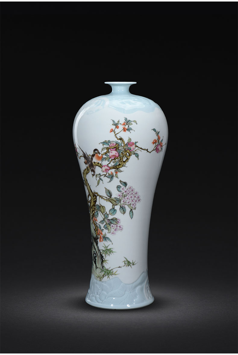 Jingdezhen hand - made pastel master mei bottle porcelain vase furnishing articles sitting room adornment flower arranging ceramic flower vases