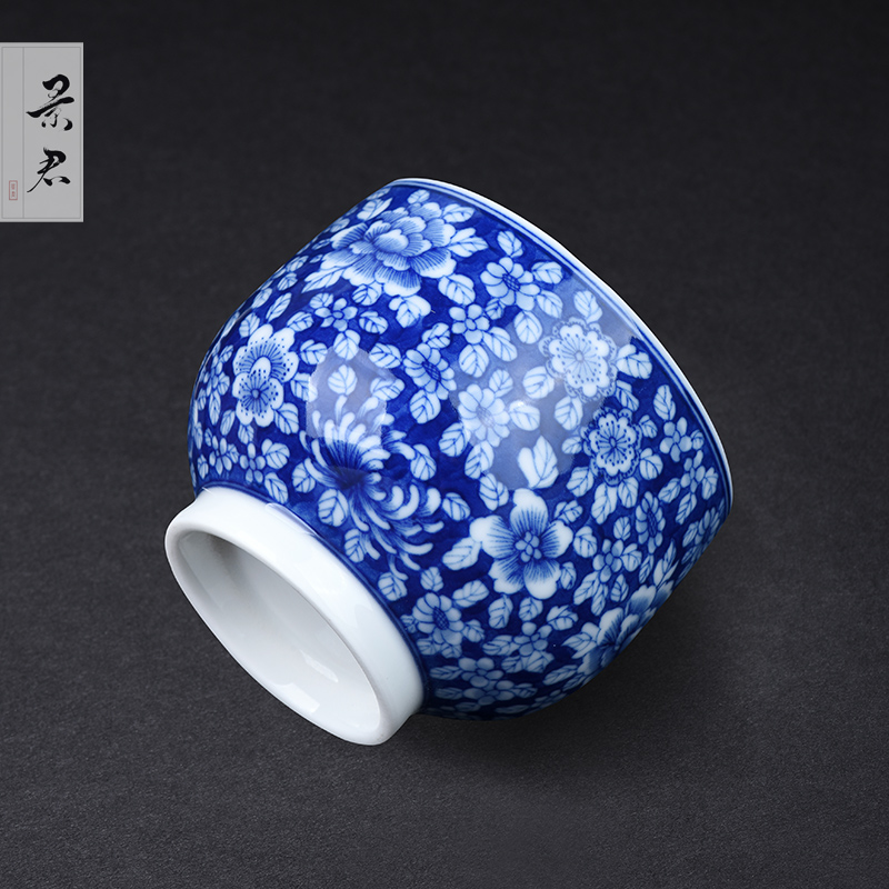 JingJun jingdezhen ceramic cups kung fu masters cup hand - made green flower porcelain sample tea cup small teacup full manual