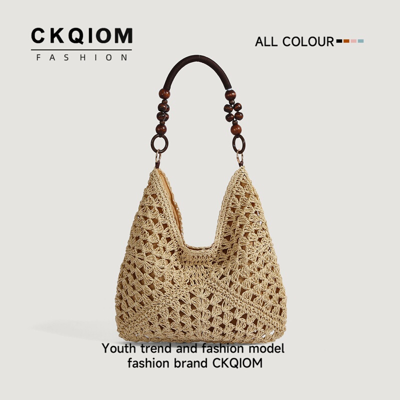 Ckqiom Straw Woven Bag for Women 2026 Spring Hollow Woven Tote Bag Shoulder Bag Seaside Vacation Style Summer Bag Ckqiom Straw Woven Bag for Women 2026 Spring Hollow Woven Tote Bag Shoulder Bag Seaside Vacation Style Summer Bag