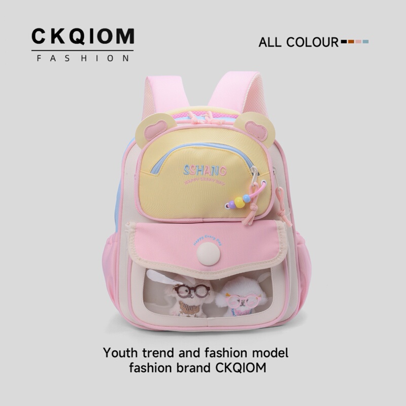 Ckqiom Kindergarten School Bag Girls Cartoon Cute Pink Small Backpack for Outings, Study Trips, and Travel