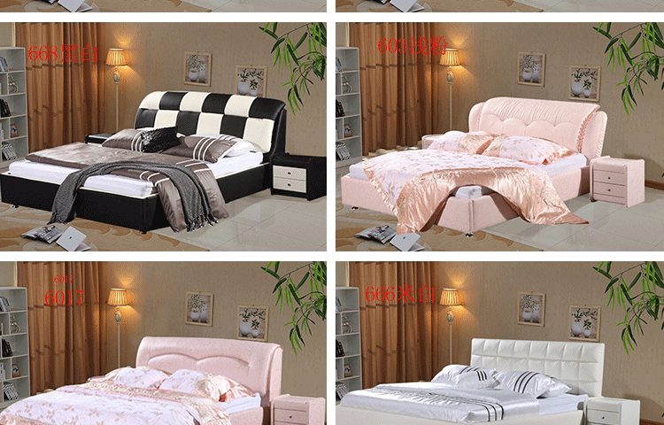 Giường cưới Master căn hộ nhỏ 1,5 m 1,8 m da nghệ thuật giường mềm giường da giường cưới da bò giường da giường đôi - Giường giường gỗ thông