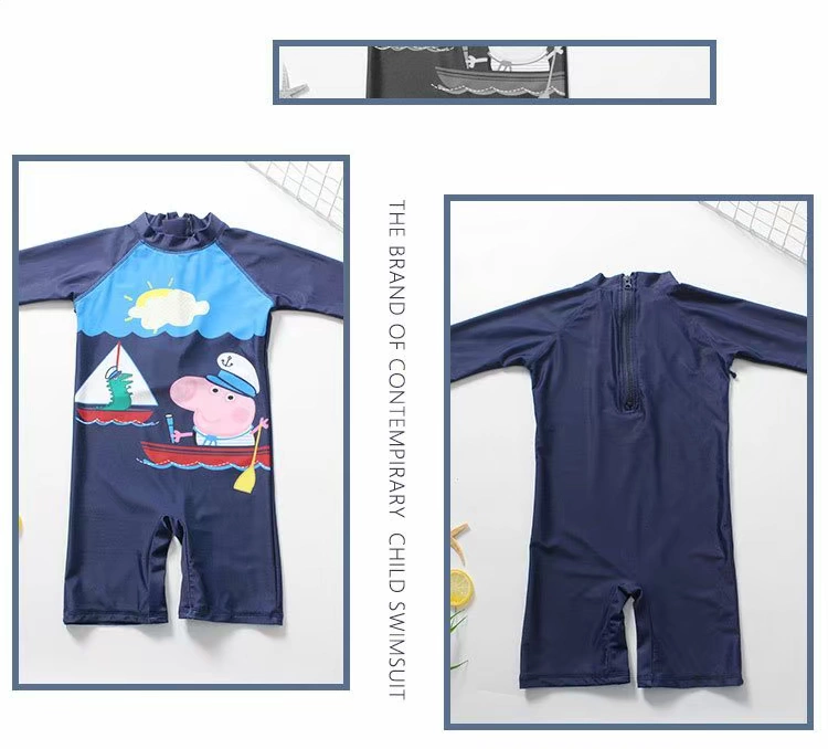 Đồ bơi cho trẻ em Mới Baby Baby Cartoon Set Xiêm dài tay Pig Piggy Big Child - Bộ đồ bơi của Kid