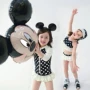 Phiên bản Hàn Quốc của trẻ mẫu giáo retro Đồ bơi Mickey cô gái cô gái đi biển dài tay áo chống nắng váy chia áo tắm - Bộ đồ bơi của Kid đồ bơi tay dài cho bé gái