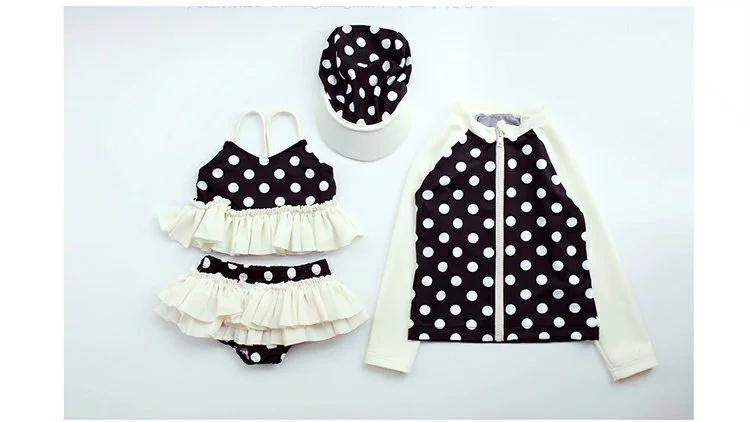 Phiên bản Hàn Quốc của trẻ mẫu giáo retro Đồ bơi Mickey cô gái cô gái đi biển dài tay áo chống nắng váy chia áo tắm - Bộ đồ bơi của Kid đồ bơi tay dài cho bé gái