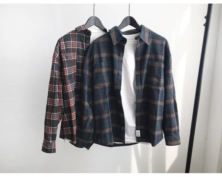 Áo khoác kẻ sọc mùa thu mới phiên bản Hàn Quốc của xu hướng giải trí dài tay port sanding sandal Slim áo sơ mi nam - Áo áo sơ mi nam đen