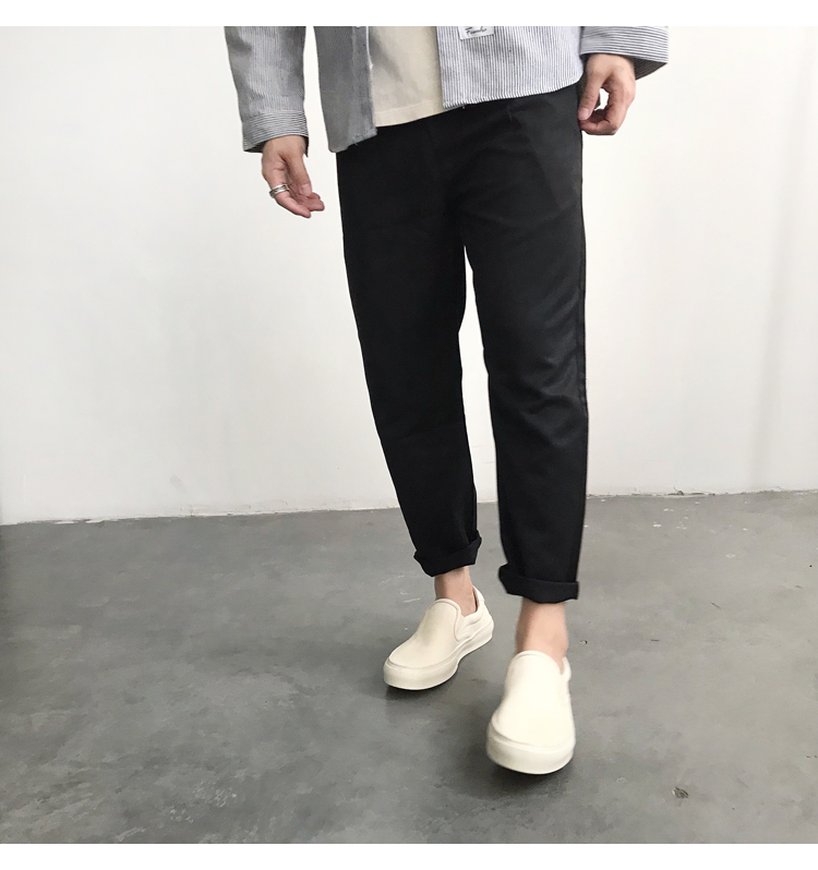Mùa thu nam tự tu luyện quần rắn màu hoang dã Quần nam phiên bản Hàn Quốc của xu hướng mỏng 9 điểm chân thẳng quần giản dị quần jean nam