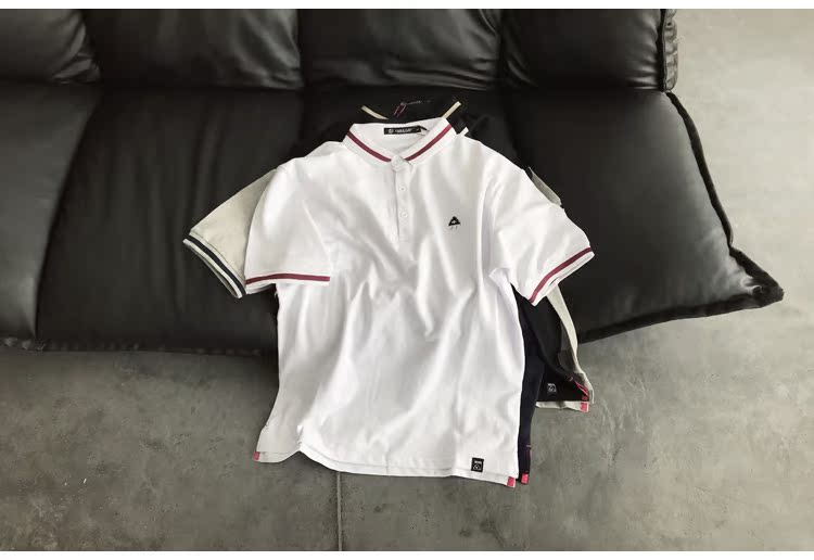 Mùa hè Nhật Bản retro rắn màu thêu ve áo POLO áo sơ mi nam tay ngắn Áo phông phổ biến Áo sơ mi tay ngắn shop bán áo thun nam có cổ