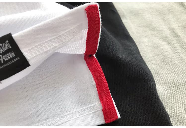 Mùa hè Nhật Bản retro rắn màu thêu ve áo POLO áo sơ mi nam tay ngắn Áo phông phổ biến Áo sơ mi tay ngắn shop bán áo thun nam có cổ