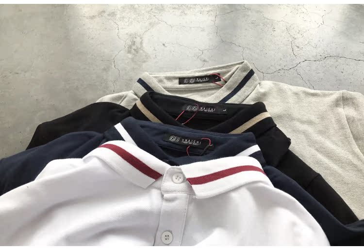 Mùa hè Nhật Bản retro rắn màu thêu ve áo POLO áo sơ mi nam tay ngắn Áo phông phổ biến Áo sơ mi tay ngắn shop bán áo thun nam có cổ