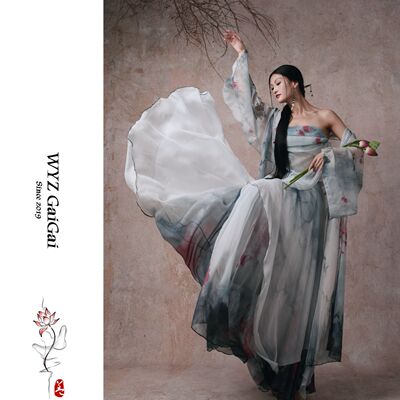 WYZ Gai Gai [Mo He] Chinese-style jazz Chinese folk dance costume, gauze dress, gauze skirt, elegant and ethereal, big swing skirt