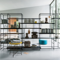 Nordic shelf living room solid wood office bookshelf iron floor multi-layer shelf metal simple creative partition