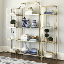 Iron storage Nordic bookshelf landing gold simple creative shelf living room glass display cabinet modern