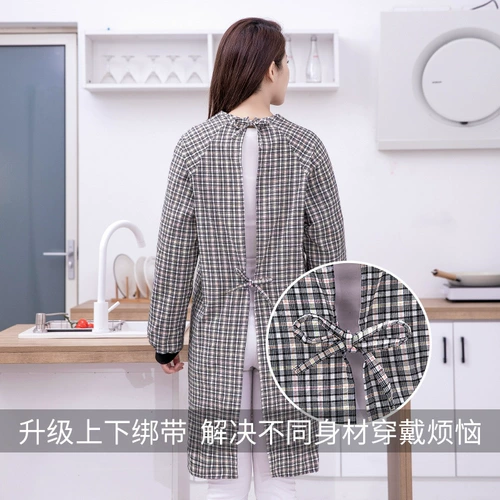 Весенне-осенний фартук для кухни, дома, 2025, новый женский фартук с длинными рукавами для приготовления пищи, фартук для взрослых с защитой от загрязнения нефтью