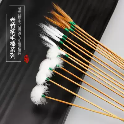 Ear picking tool Goose feather stick set Ear digging old bamboo handle chicken feather crane hair stick Ear digging spoon Ear picking goose feather stick single