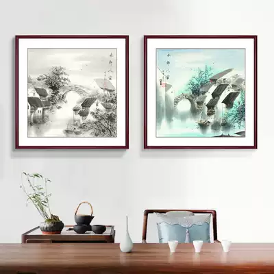 Chinese painting landscape painting living room office Jiangnan water village people