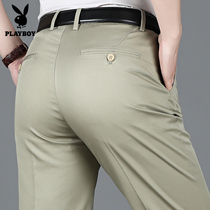 Flowers Playboy Casual Pants Men Ice Silk Long Pants Loose Middle-aged Men Pants Spring Summer Thin Western Pants Dad Pants