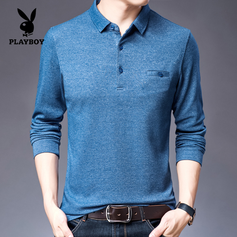 Flower Playboy Long sleeves T-shirt Male middle-aged men Turnover POLO Shirts Business Casual Spring Fall Dpa Dress Blouse