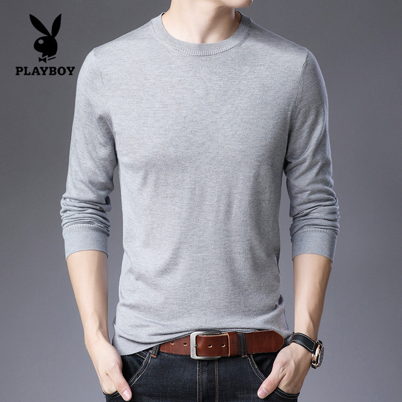 Flowers Playboy cashmere sweatshirt men's round collar slim fit for the bottom stitch cardio-hoodie spring autumn casual fashion men's fashion menswear