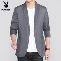 Flowers Playboy Summer Ice Silk Sunscreen Clothing Mens Small Suits Ultra Slim Breathable West Suit Jacket Casual Single