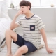 Bộ đồ ngủ nam mùa hè Nam giới Cotton mỏng tay ngắn mùa hè Học sinh trung học Thanh niên Kích thước nhỏ Bộ dịch vụ tại nhà - Bên ngoài ăn mặc đồ bộ nữ