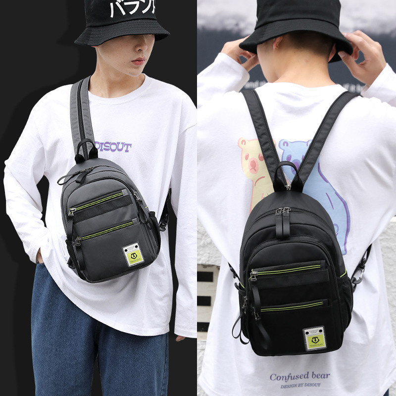 Small Backpack Men's Shoulder Small Lightweight Casual Mini Simple Sports Chest Bag Single Shoulder Dual Use Diagonal Cross Versatile