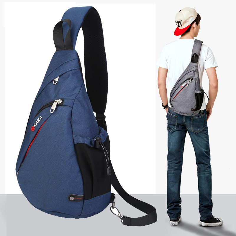 Men's front breasted cross single shoulder multifunctional diagonal satchel movement triangular water drop bag enlarge Oxford cloth small ipad bag